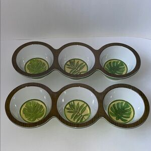 NWOT Tropical Leaf Design Serving Bowls.  Set of 2.
